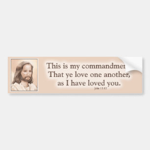 Sepia Jesus Art Bible Quote - John 15:12 Bumper Sticker