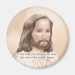 Sepia Jesus Art Bible Quote - Matthew 28:20 Magnet