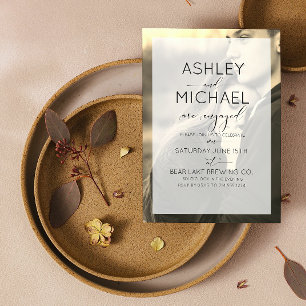 Sepia Kraft Typography Photo Engagement Invitation