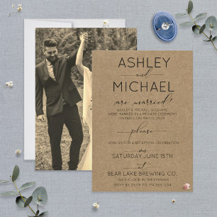 SEPIA KRAFT TYPOGRAPHY Reception Only Photo Invitation