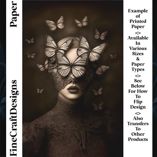 Sepia Lace & Butterflies Blindfold CR7 Craft Paper (Creator Uploaded)