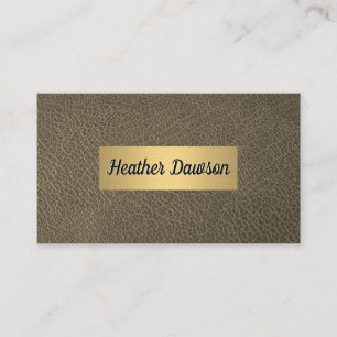 Sepia Leather and Metallic Gold Frame Business Card