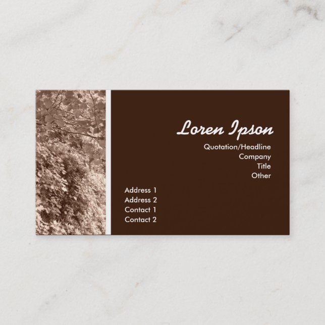 Sepia Leaves Business Card (Front)