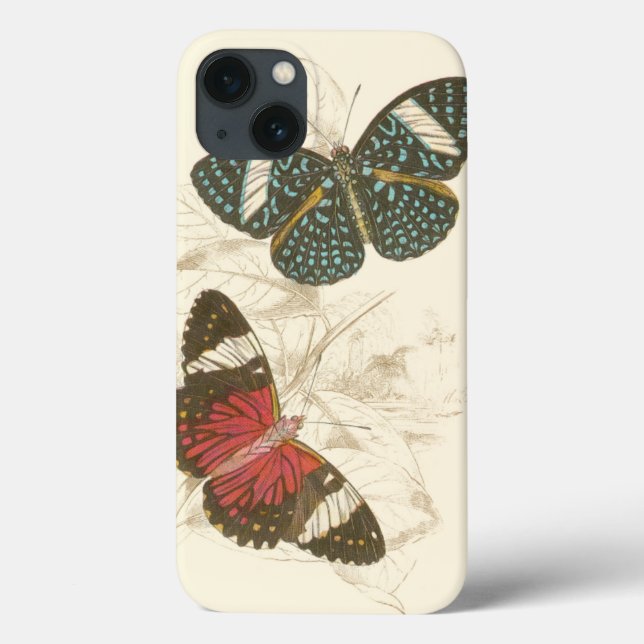 Sepia Leaves with Colourful Butterflies Case-Mate iPhone Case (Back)
