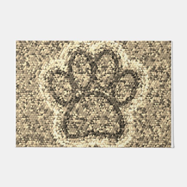Sepia Low Poly Dog Paw Print Doormat (Front)