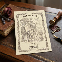 Sepia Mediaeval Illustration Fairytale Wedding