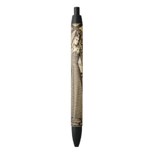 Sepia Mediaeval Princess Renaissance Art Black Ink Pen