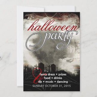 Sepia Moon Cemetery Dreams Halloween Party Invites