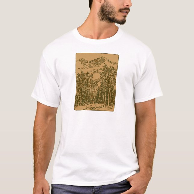 Sepia Mountains and  Forest T-Shirt (Front)