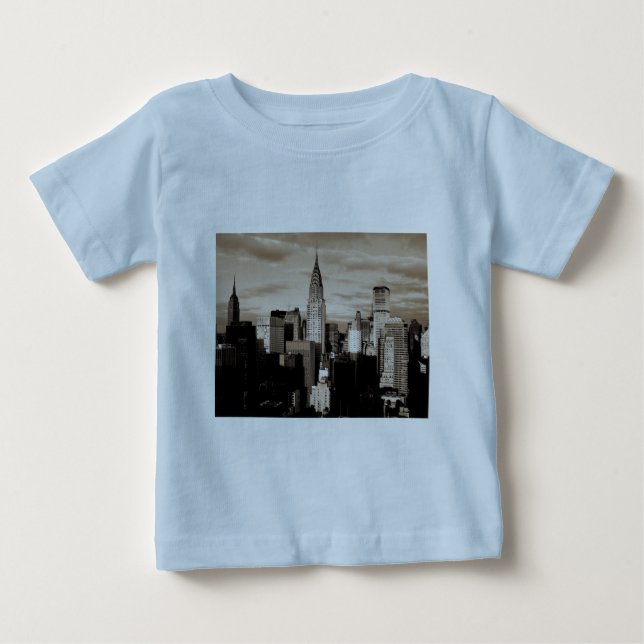 Sepia New York City Ink Sketch Baby T-Shirt (Front)