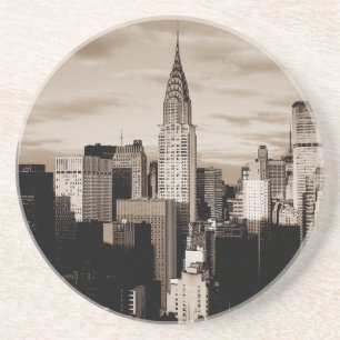 Sepia New York City Ink Sketch Coaster