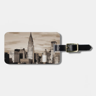 Sepia New York City Ink Sketch Luggage Tag