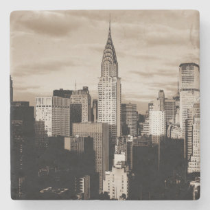 Sepia New York City Ink Sketch Stone Coaster