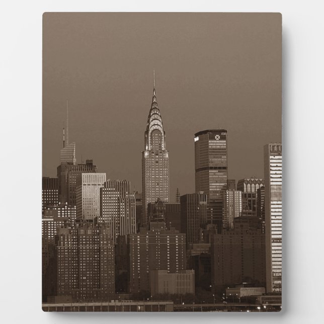 Sepia New York City Skyline Plaque (Front)