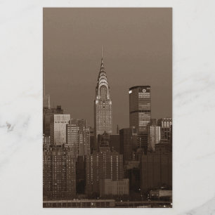 Sepia New York City Skyline Stationery