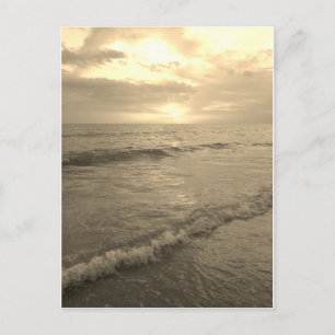 Sepia ocean sunset postcard