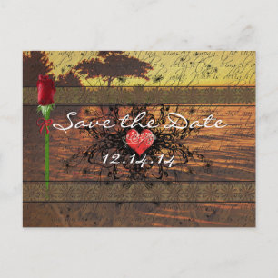 Sepia Old Time Roses Under the Calming Waves Announcement Postcard