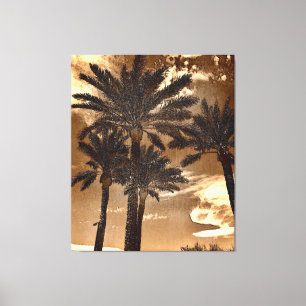 Sepia Palm Trees Canvas Print