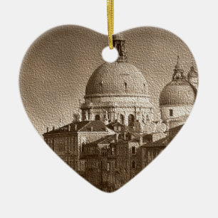 Sepia Paper Effect Venice Grand Canal Ceramic Tree Decoration