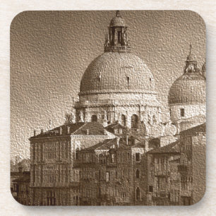 Sepia Paper Effect Venice Grand Canal Coaster