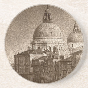 Sepia Paper Effect Venice Grand Canal Coaster