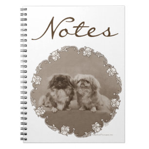 Sepia Pekingese Portrait Spiral Notebook