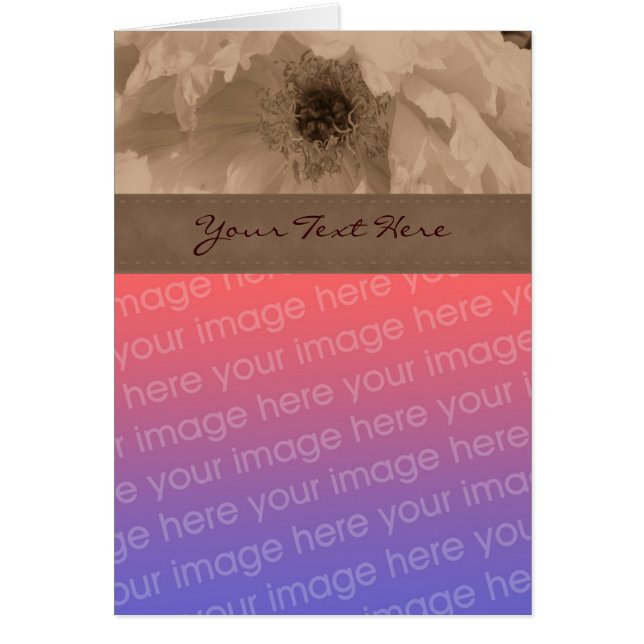 Sepia Peony Flower Photo Card (Front)