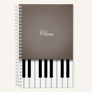 Sepia Piano Music Keyboard Personalised Notebook