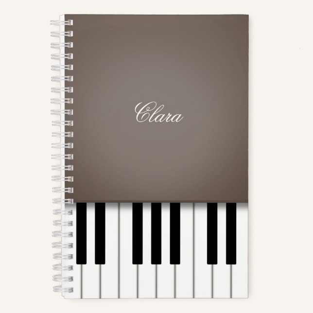 Sepia Piano Music Keyboard Personalised Notebook (Front)