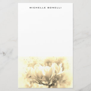 Sepia Plain Minimalist Professional Flower Design Stationery