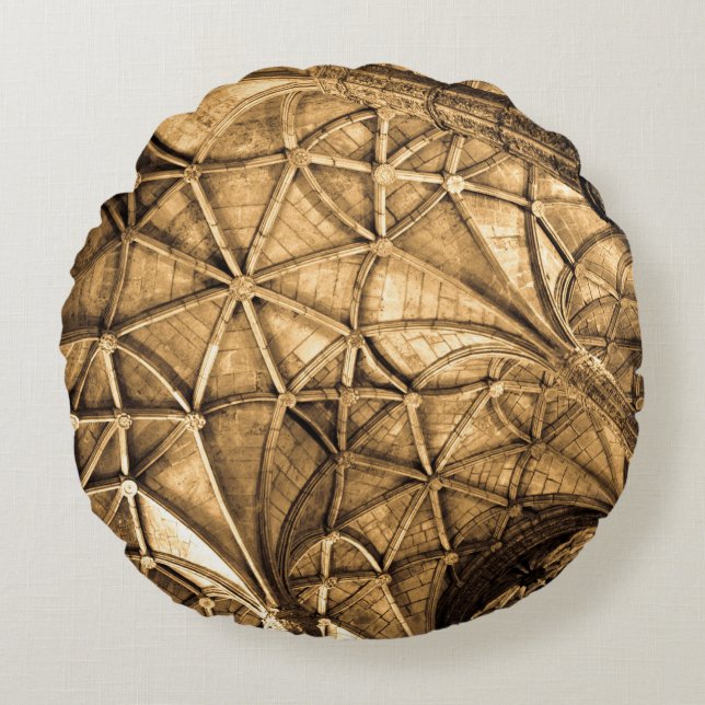 Sepia Portuguese Ceiling  Round Cushion (Front)