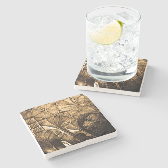 Sepia Portuguese Ceiling Stone Coaster (Side)