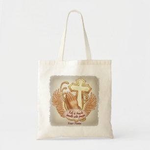 Sepia Prayer Hands Christian Tote Bag