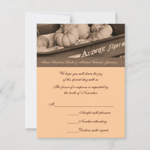 Sepia Pumpkins Wagon Wedding  RSVP Card