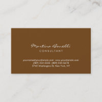 Sepia Reddish Brown Minimalist Business Card