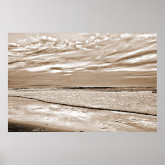sepia reflections and calm waves poster