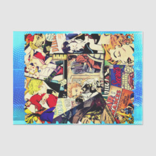 Sepia Romance Comic Book Cover Jumble Collage Tissue Paper