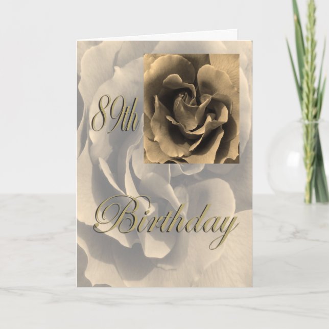Sepia Rose Happy 89th Birthday Card (Front)