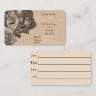 sepia roses rose buds flowers art gardener florist business card