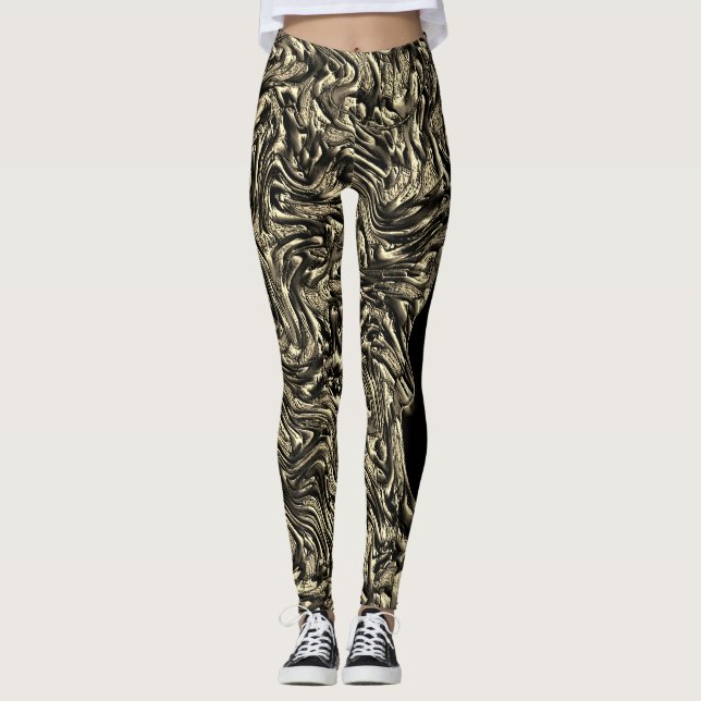 Sepia rough texture with notch relief leggings (Front)