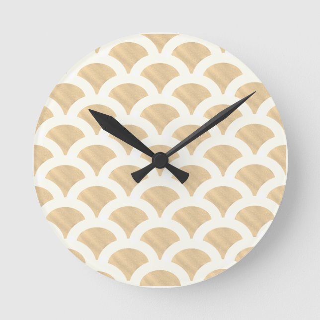 Sepia Scallop  Round Clock (Front)