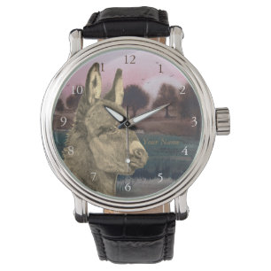 sepia scenic lifelike drawing of cute donkey watch