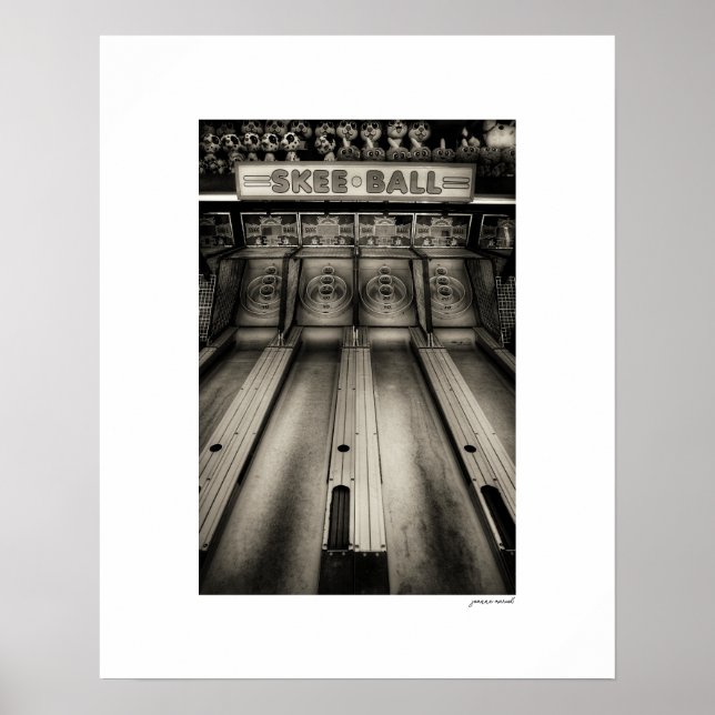 Sepia Skee Ball Arcade Poster Print (Front)