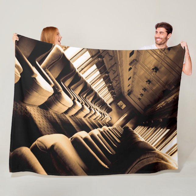 Sepia Steam Train Interior Fleece Blanket (In Situ)