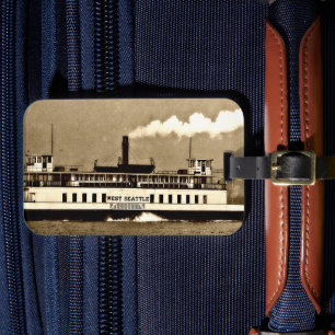 Sepia Steamboat Ferry Luggage Tag