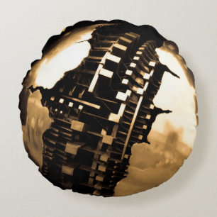 Sepia Steampunk Round Cushion