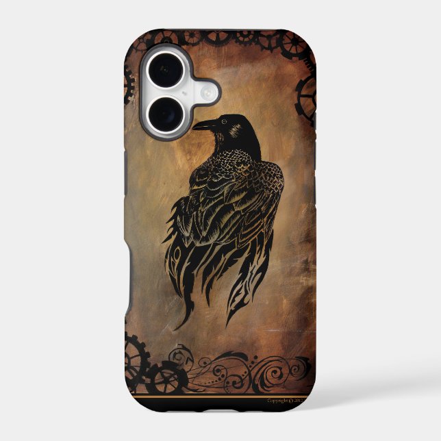 Sepia Stone Tribal Clockwork Gears Black Raven  (Back)