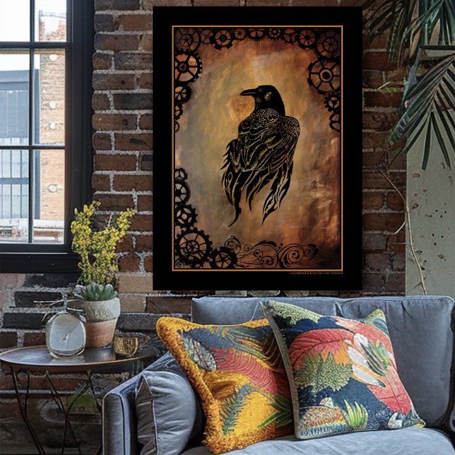  Sepia Stone Tribal Clockwork Gears Black Raven  Poster (Creator Uploaded)