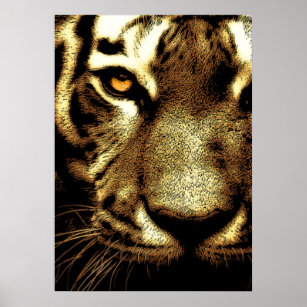Sepia Sumatran Borneo Tiger Eye Artwork Poster