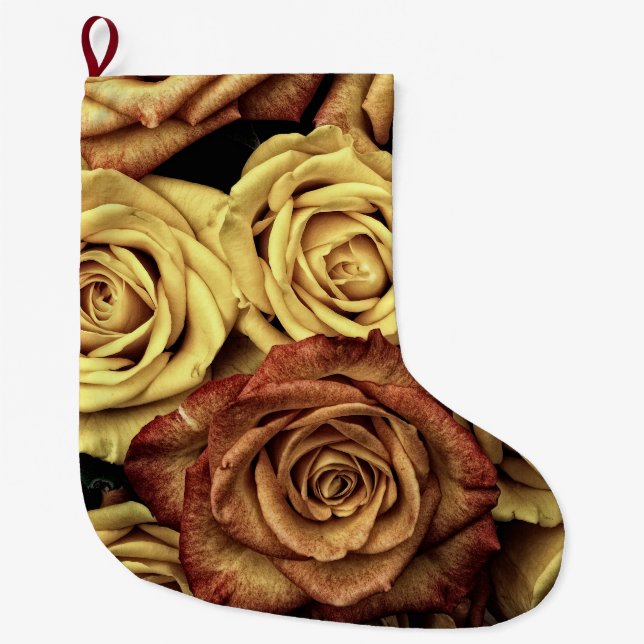 Sepia Tinted Roses Large Christmas Stocking (Front)